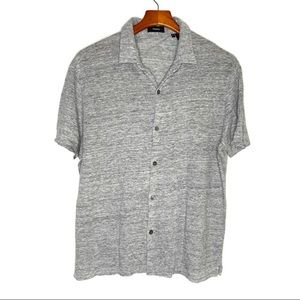 Theory Gray Short-Sleeve Button Down Sz M